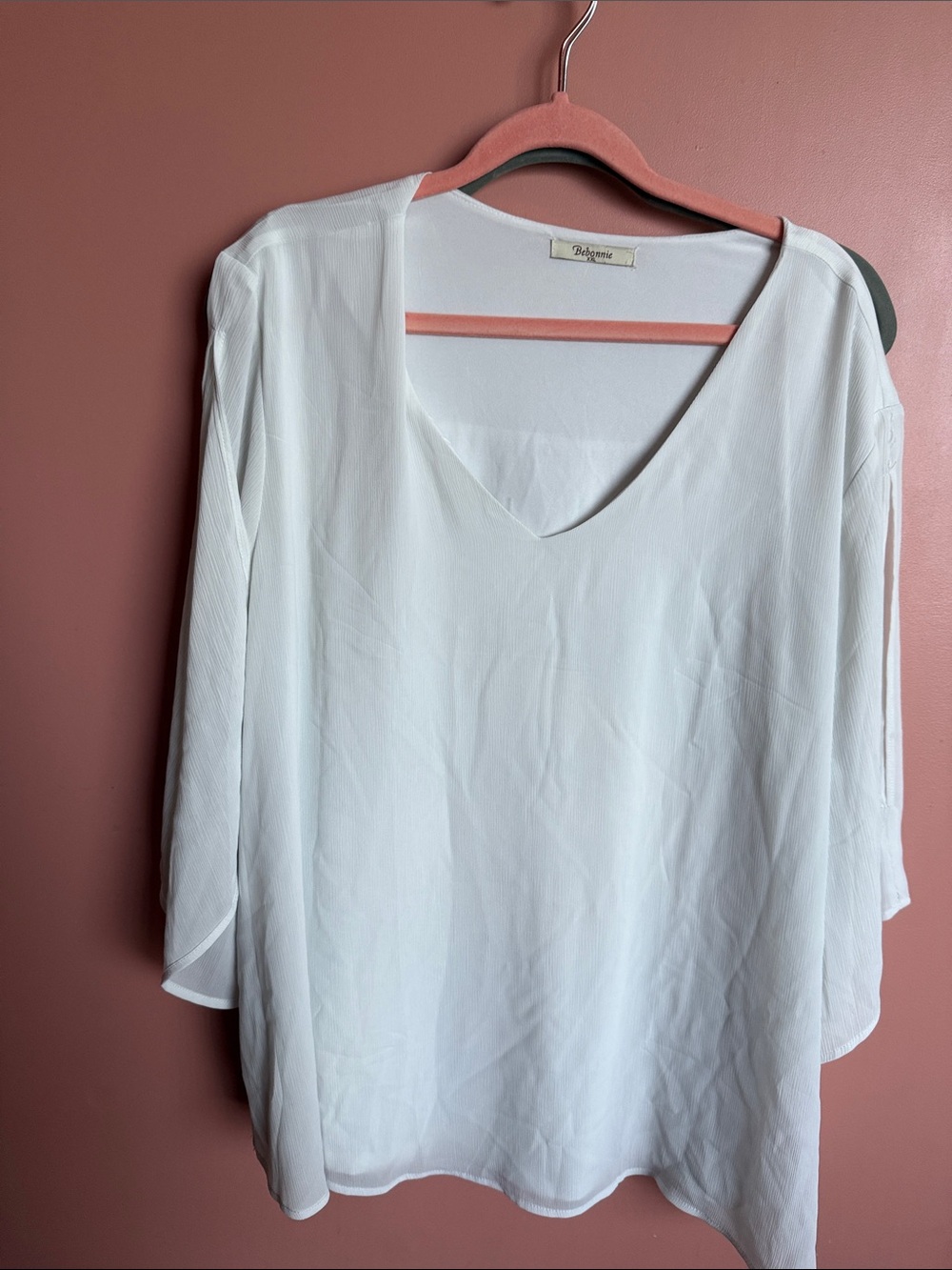White V-Neck Flowing Tunic Top